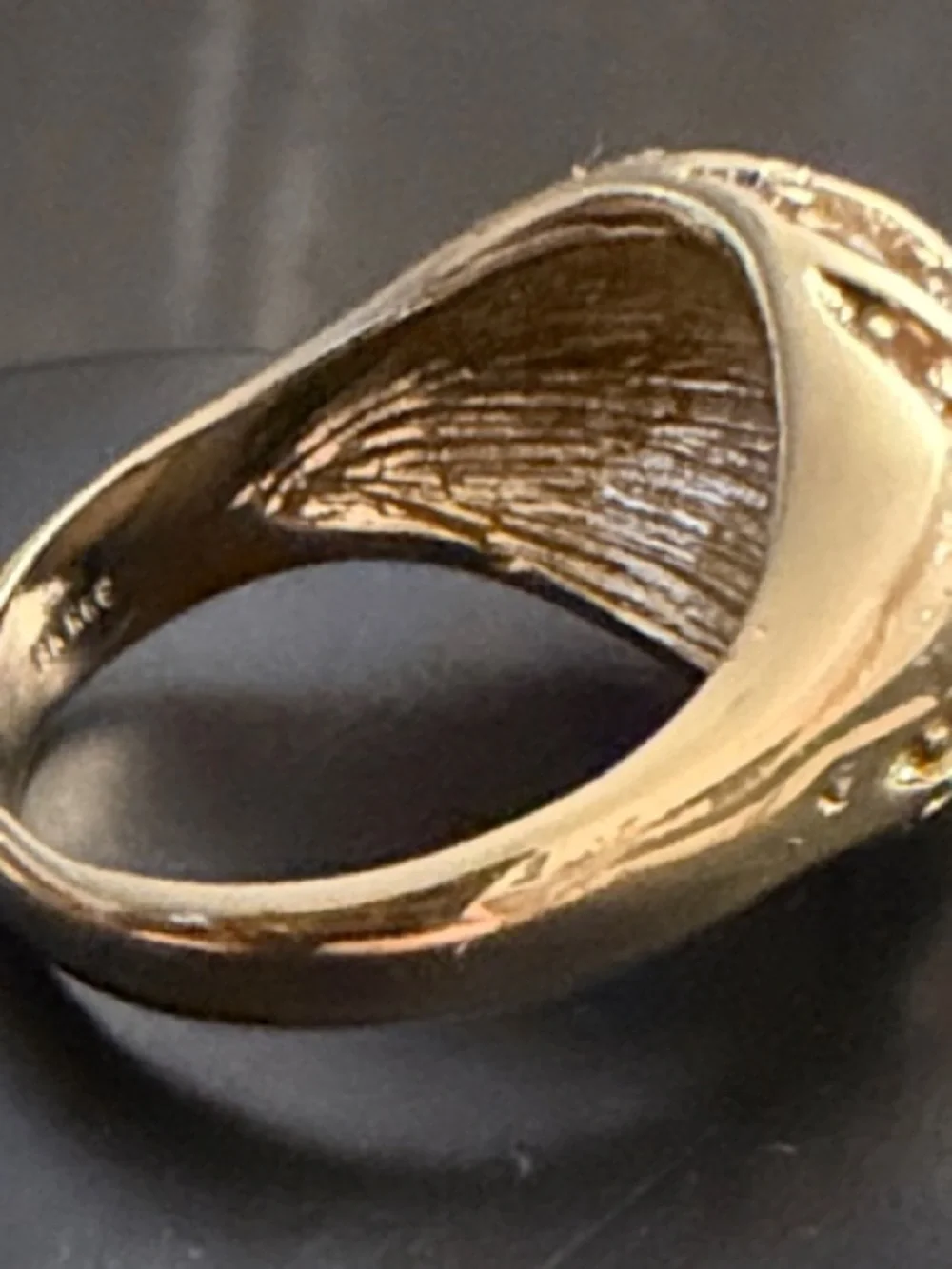 SZ 7.5 18 K Gold HGE Dome Costume Cocktail Ring -with 5 rows of CZ or Rhinestone